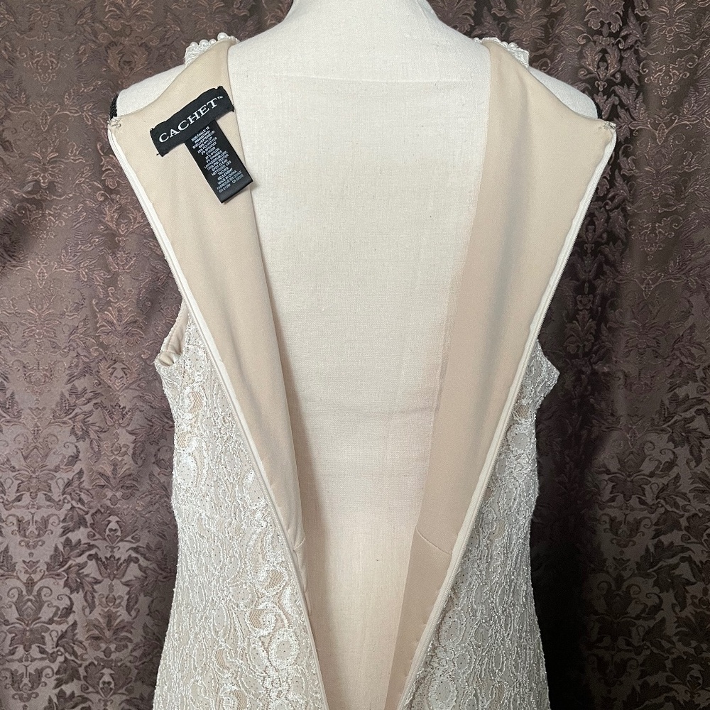 Cachet Dress For Homecoming, Bride, Prom, Lace & Pearl Beading Worn Once Size 16 - Picture 13 of 16